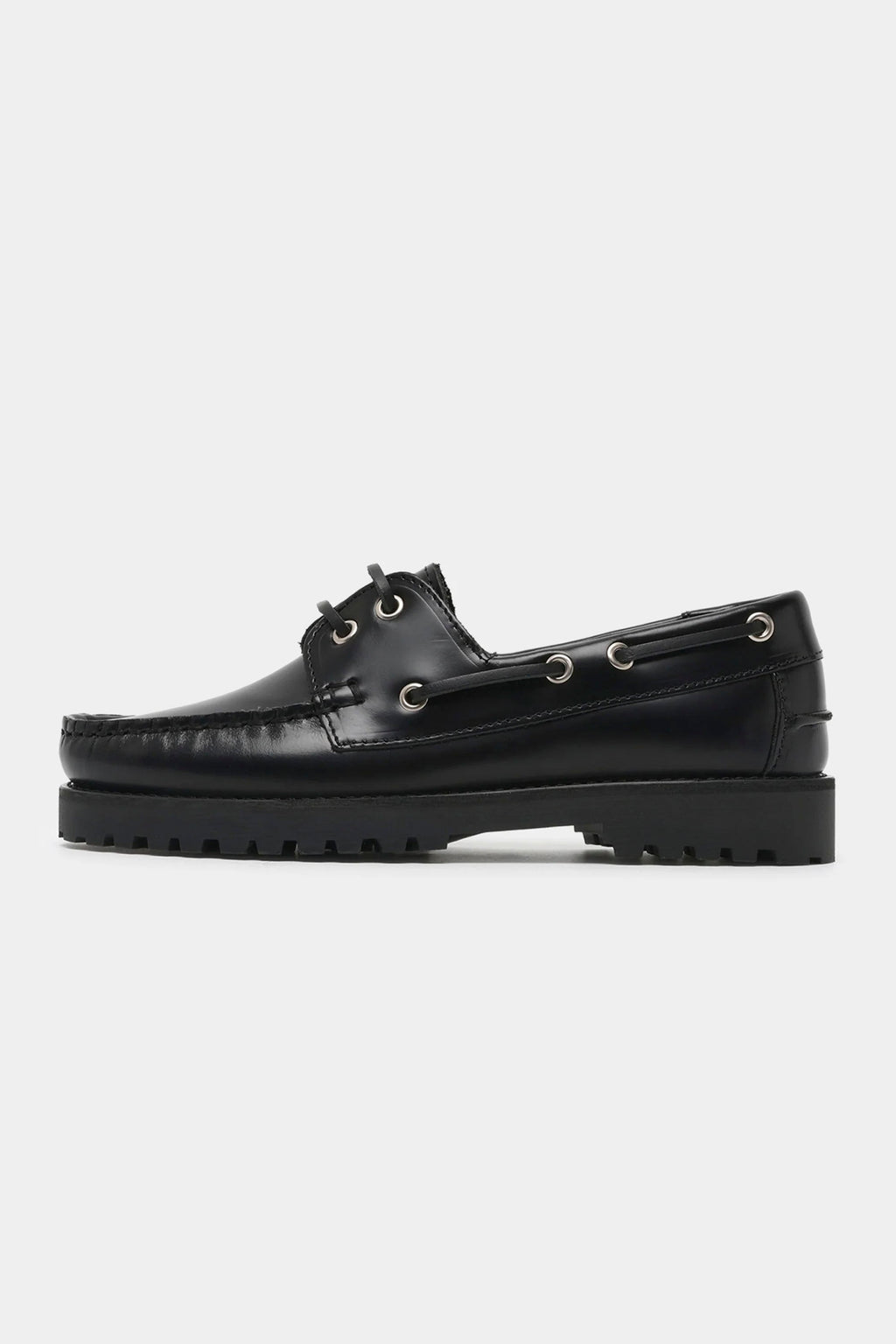 GARMENT PROJECT - OLLIE BOAT SHOE - MAN - BLACK LEATHER