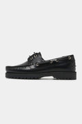 GARMENT PROJECT - OLLIE BOAT SHOE - BLACK POLIDO LEATHER - WOMAN