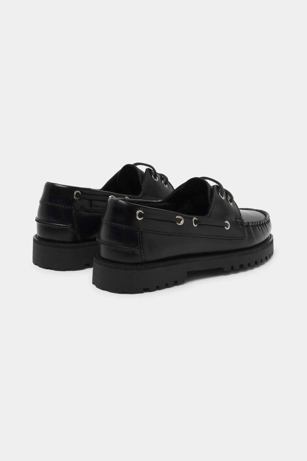 GARMENT PROJECT - OLLIE BOAT SHOE - MAN - BLACK LEATHER