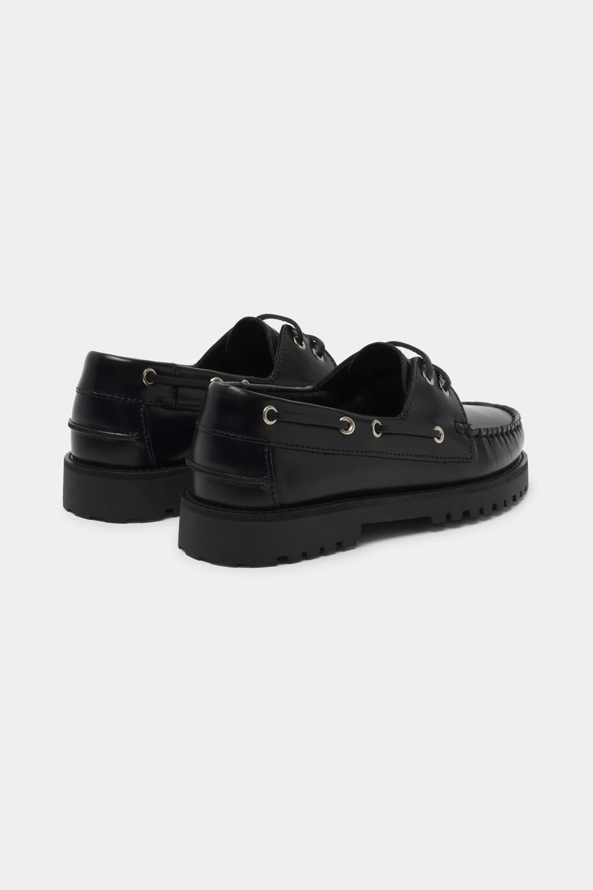 GARMENT PROJECT - OLLIE BOAT SHOE - MAN - BLACK LEATHER