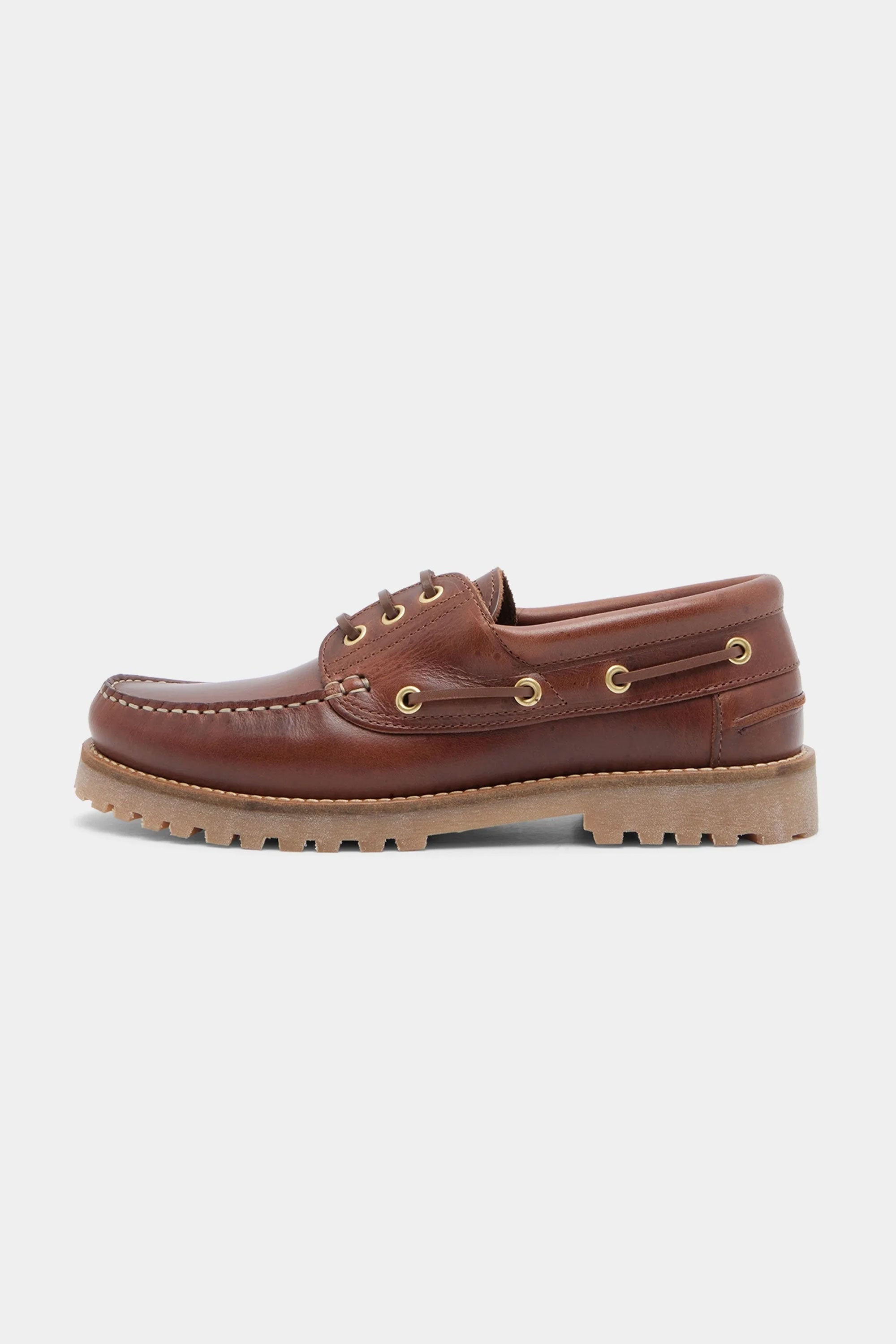 GARMENT PROJECT - OLLIE BOAT SHOE - BROWN LEATHER - WOMAN