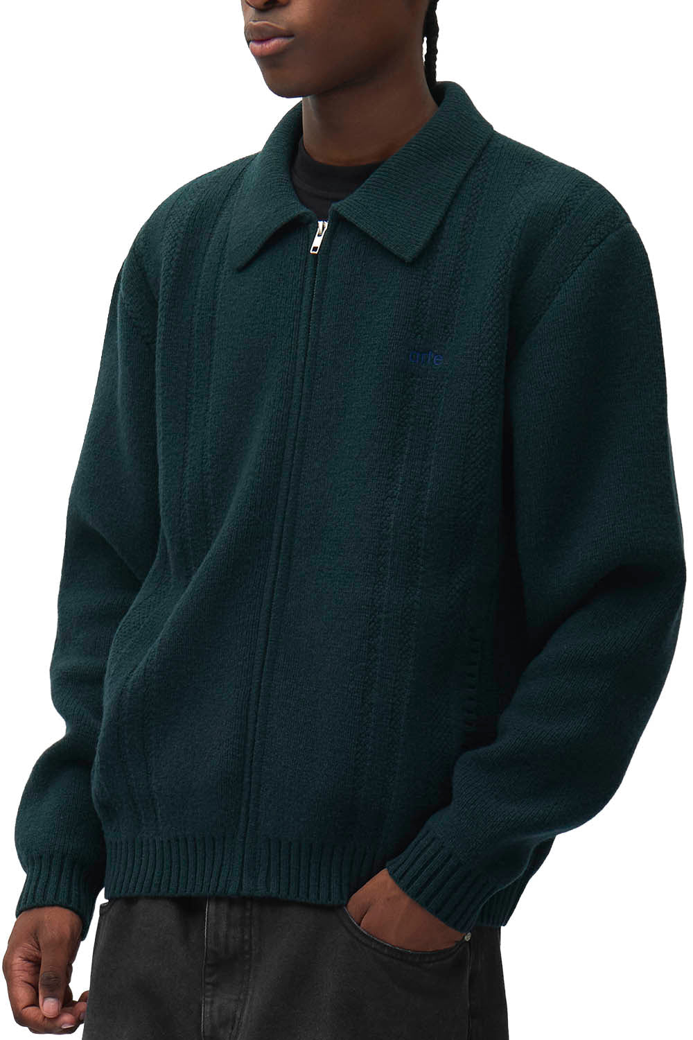 ARTE - CABLE KNIT ZIP CARDIGAN