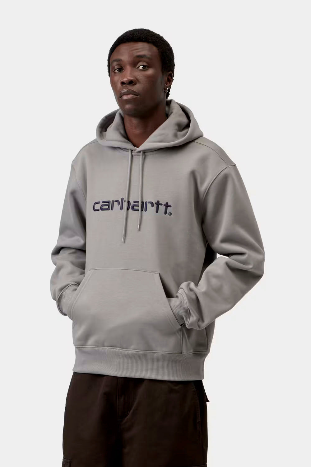 CARHARTT WIP - HOODED CARHARTT SWEAT - SHADY GREY/DARK NAVY