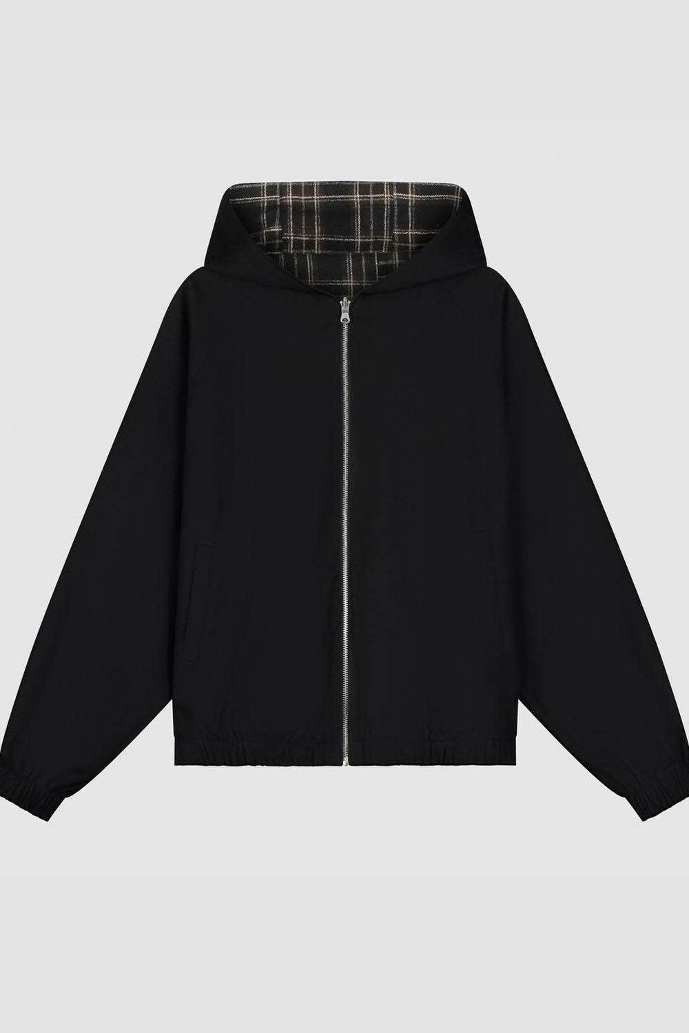 ARTE - REVERSIBLE PLAID HOODED JACKET