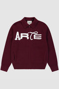 ARTE - STENCIL ZIP CARDIGAN - BORDEAUX
