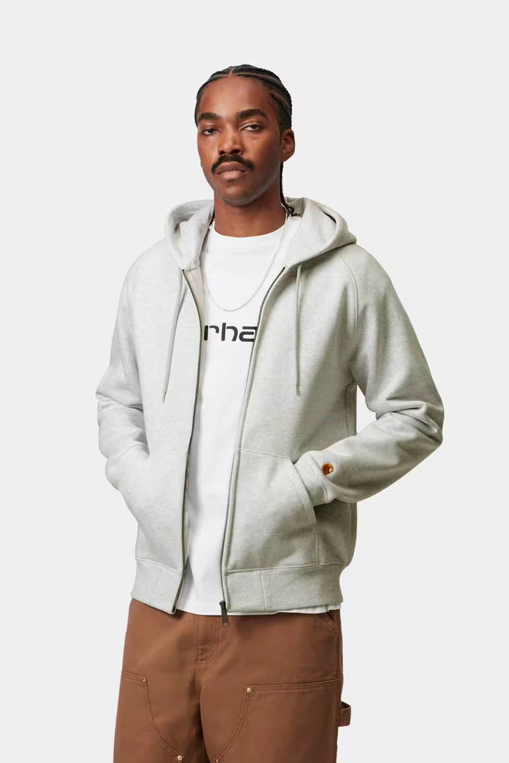 CARHARTT WIP - HOODED CHASE JACKET - ASH HEATHER