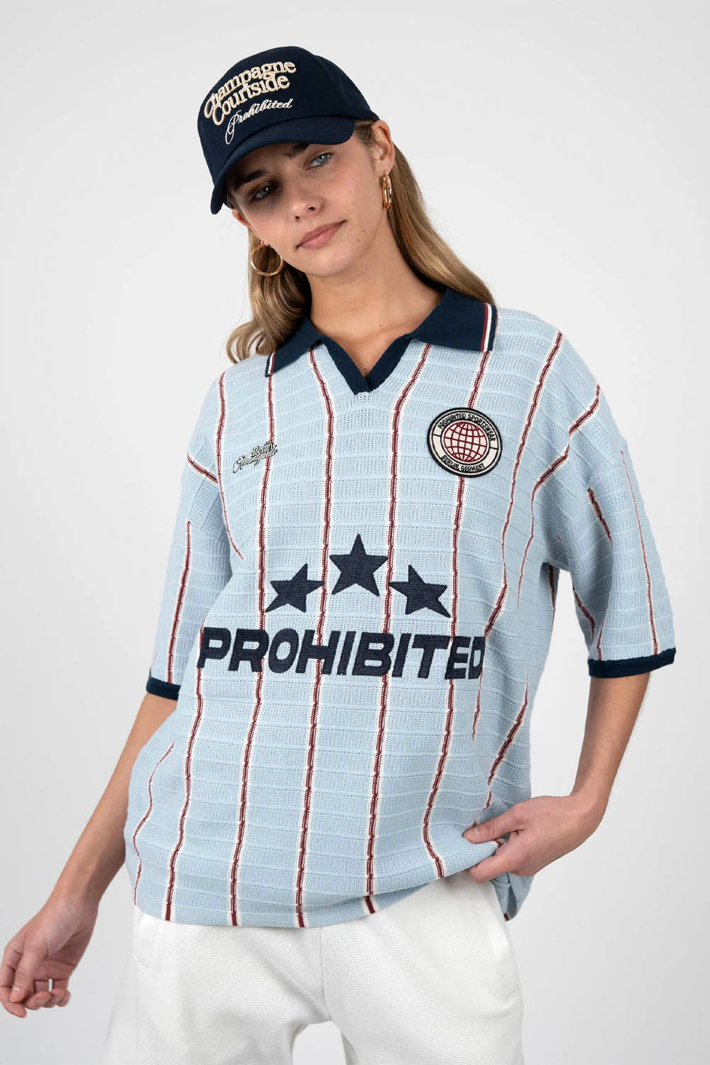 PROHIBITED - STARS KNIT TRIKOT - LIGHT BLUE