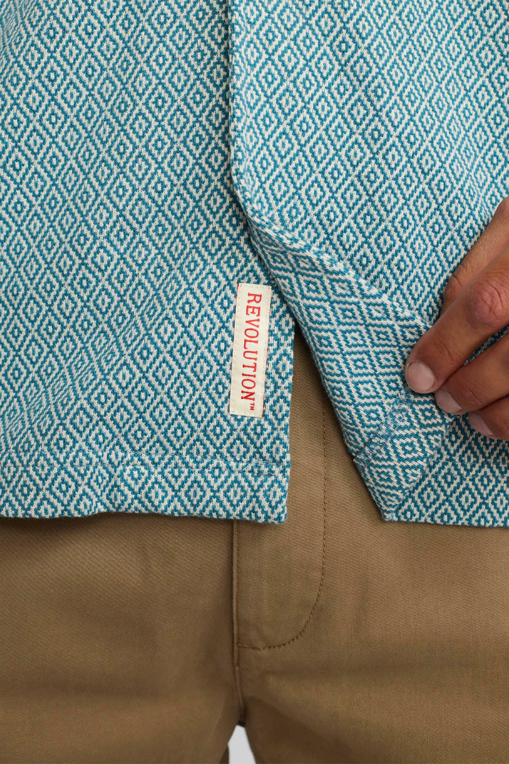 REVOLUTION - JACQUARD CUBAN SHIRT - DUST BLUE