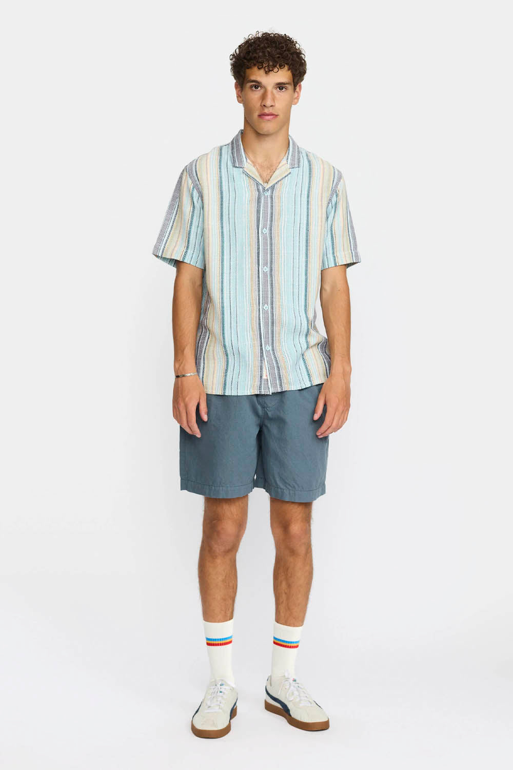 REVOLUTION - STRIPED CUBAN SHIRT - BLUE