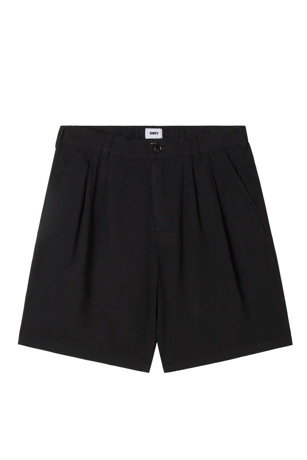 OBEY - FOSTER PLEATED LINEN SHORT - BLACK