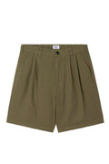 OBEY - FOSTER PLEATED LINEN SHORT - SMOKEY OLIVE