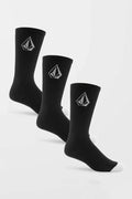 VOLCOM - FULL STONE SOCK - 3PACK -BLACK