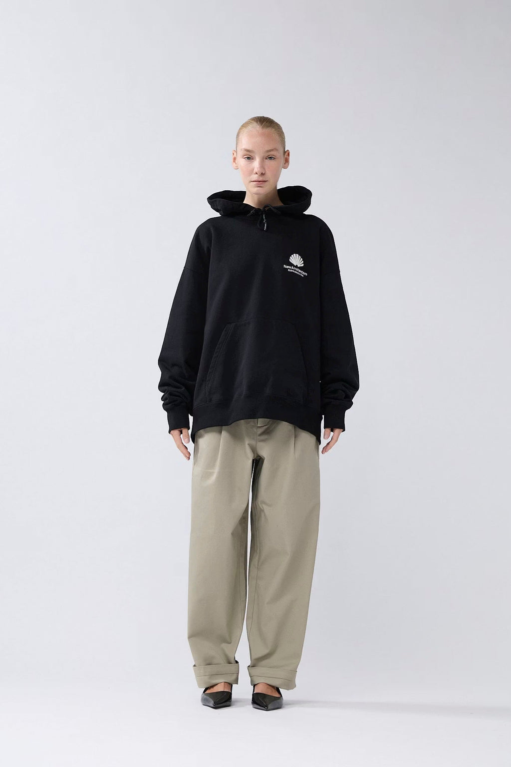 NEW AMSTERDAM SURF ASSOCIATION - LOGO HOODIE - BLACK/WHITE