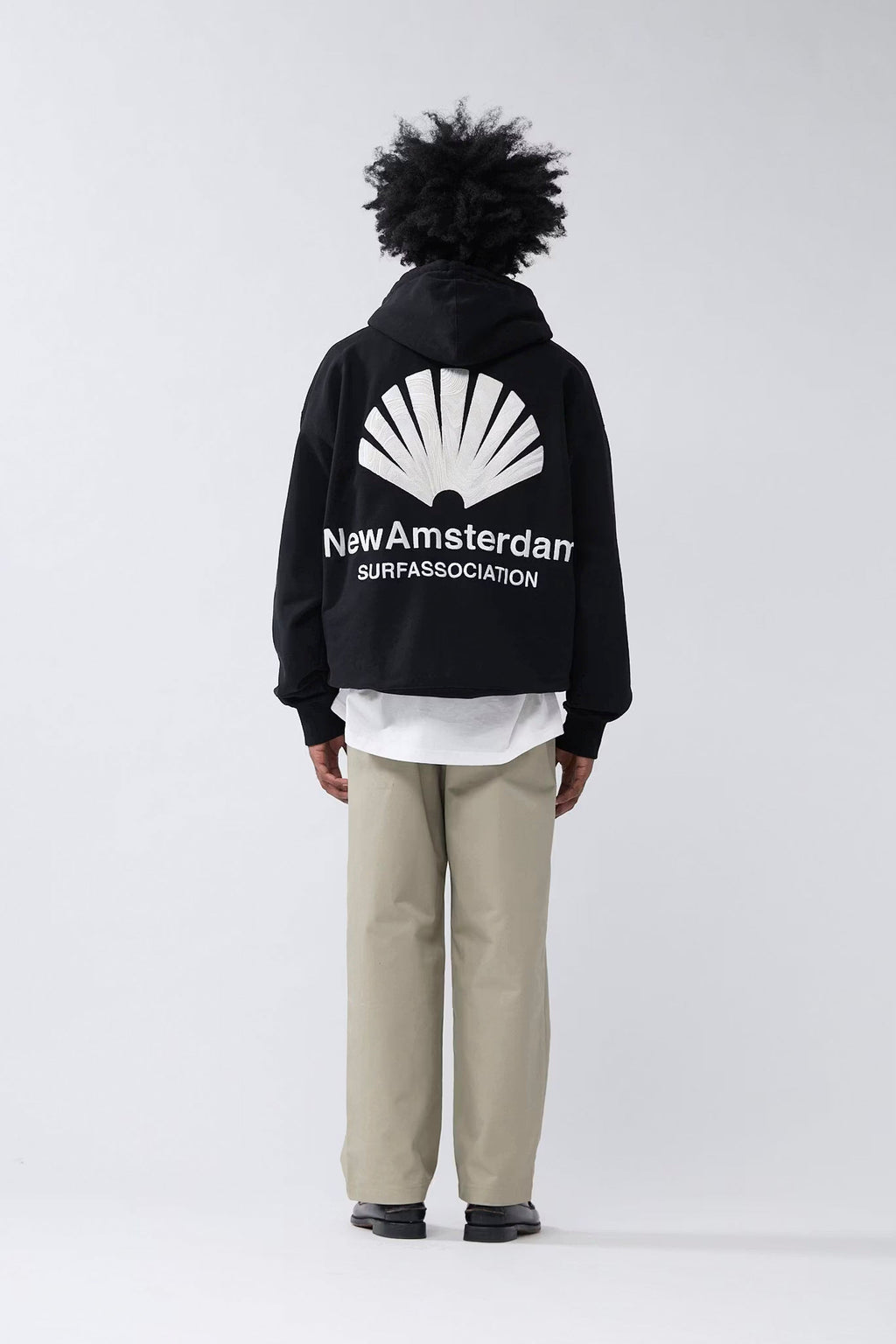 NEW AMSTERDAM SURF ASSOCIATION - LOGO HOODIE - BLACK/WHITE