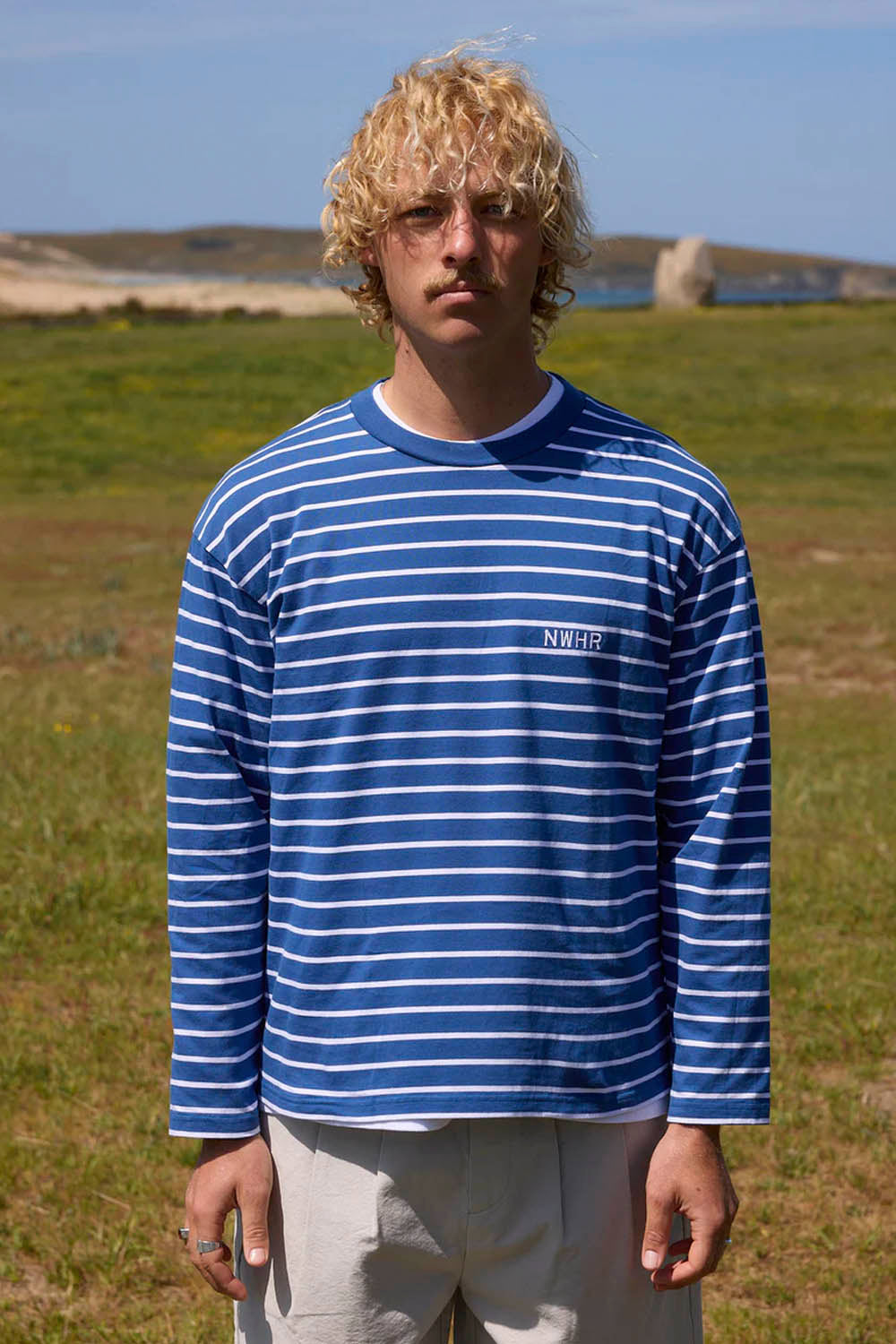 NOWHERE - STRIPED LONG SLEEVE TEE - BLUE