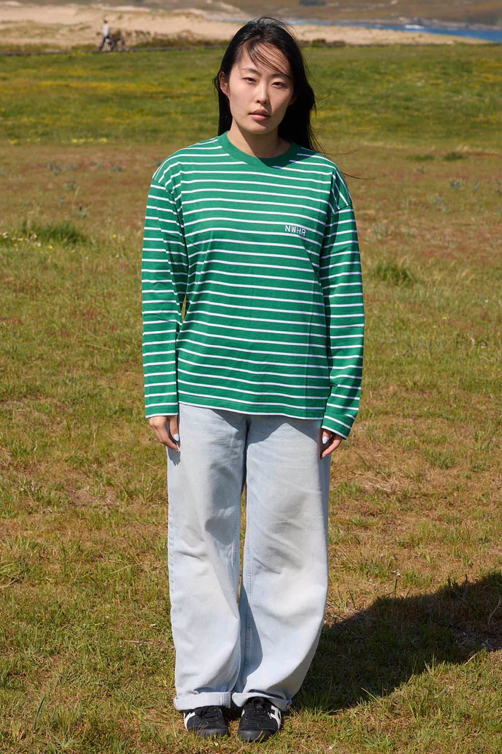 NOWHERE - STRIPED LONG SLEEVE TEE - GREEN