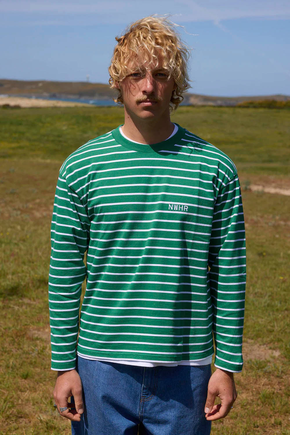 NOWHERE - STRIPED LONG SLEEVE TEE - GREEN