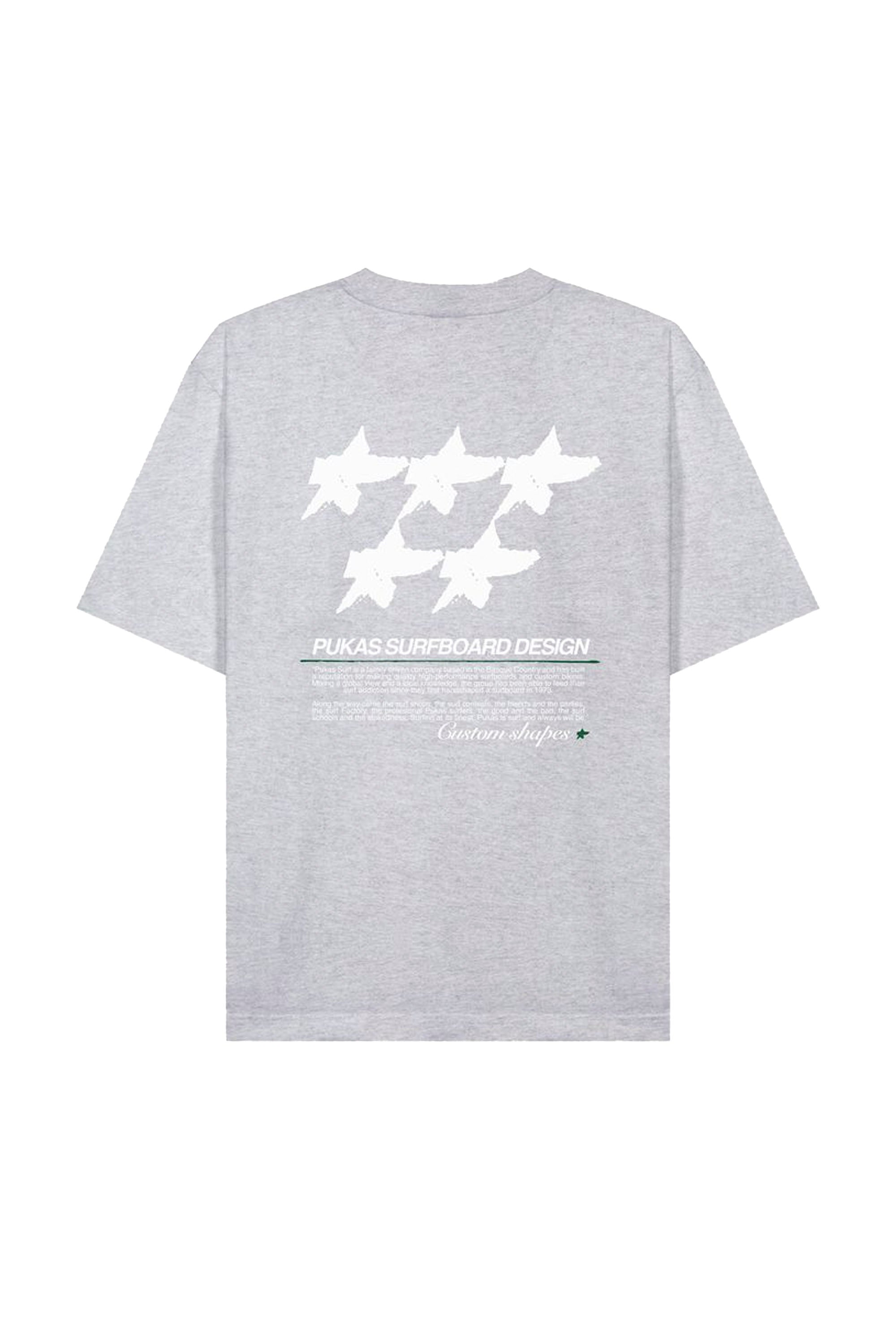 PUKAS - FIVE STARS CONTRAST STITCH TEE - HEATHER GREY
