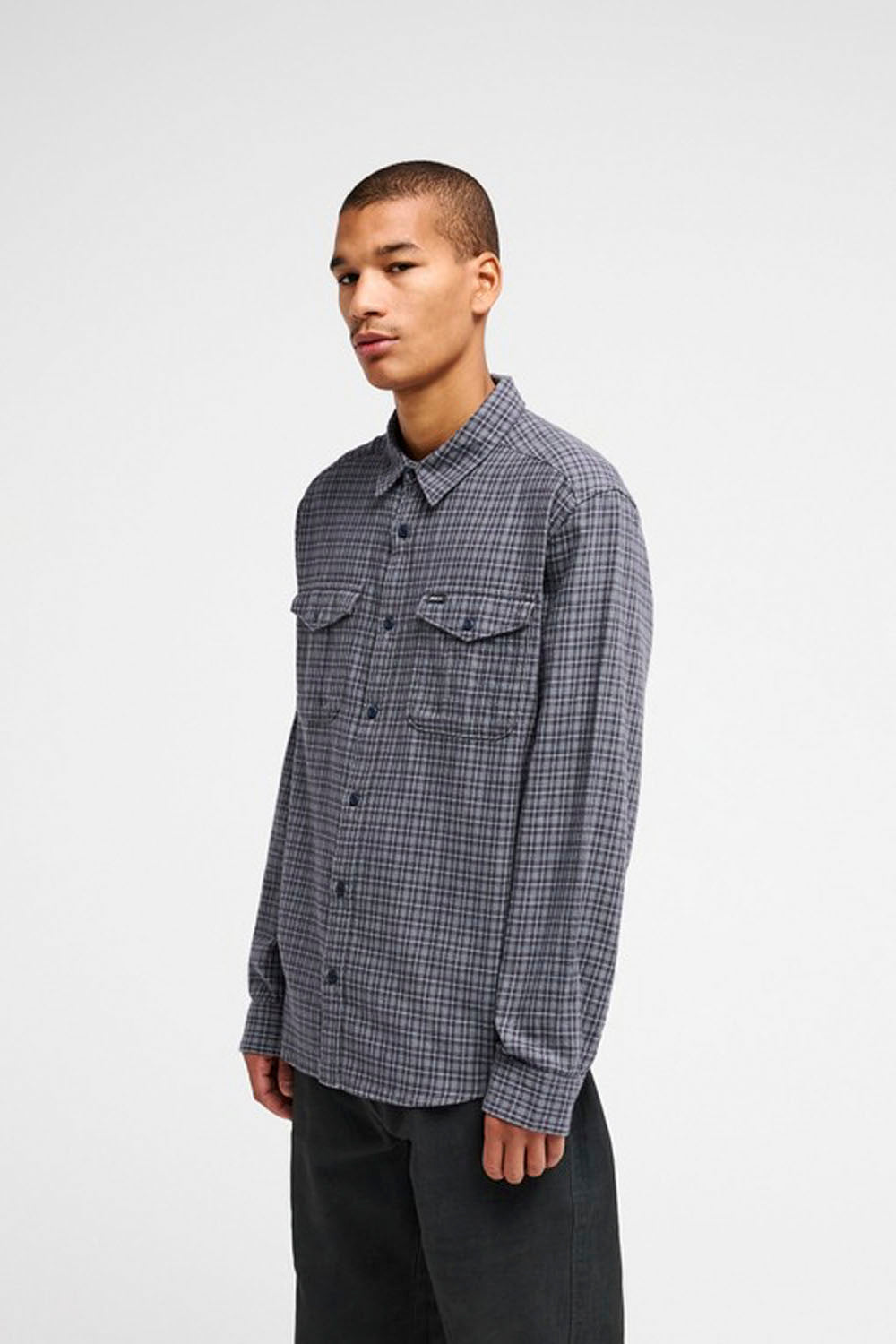 RVCA - HUGUES MICRO CHECKS SHIRT - MOODY BLUE