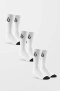 VOLCOM - FULL STONE SOCK - 3PACK - WHITE