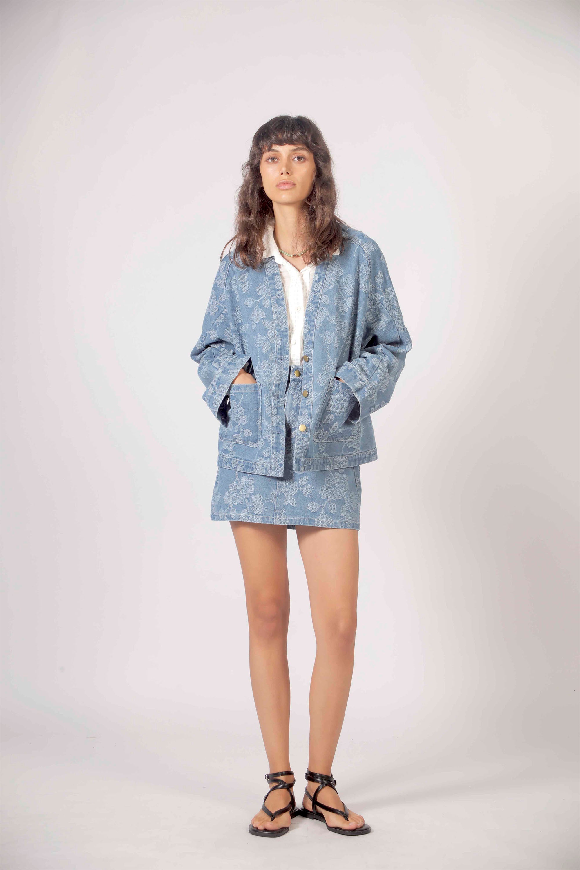 THE KORNER - DENIM FLOWERS JACKET