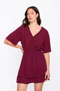 24COLOURS - SHORT BORDEAUX DRESS