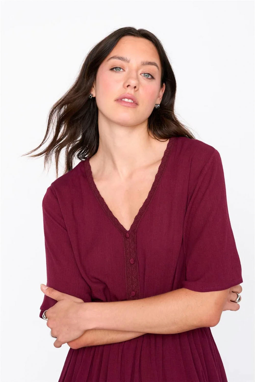 24COLOURS - SHORT BORDEAUX DRESS