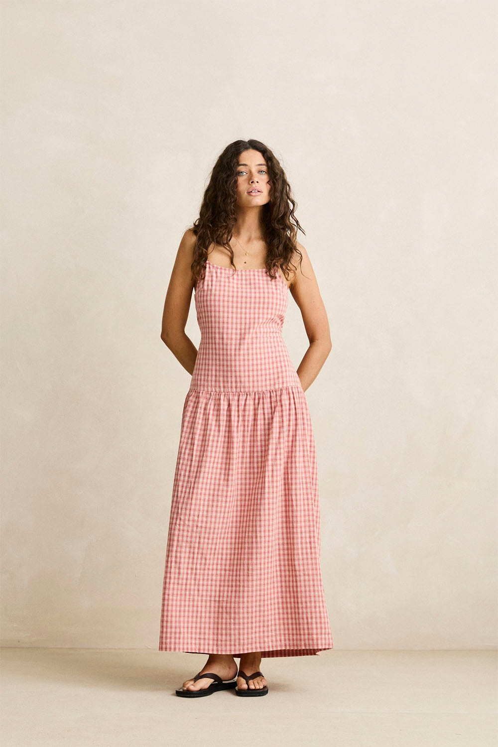 RHYTHM - KIRRA CHECK MAXI DRESS