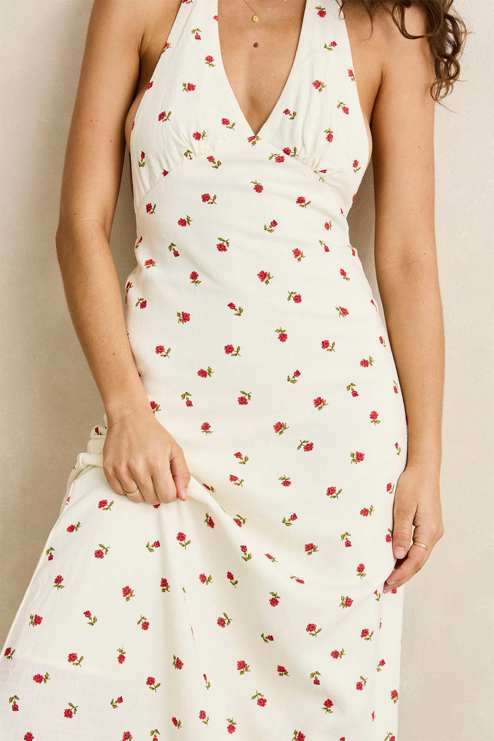 RHYTHM - MILA FLORAL HALTER NECK MAXI DRESS