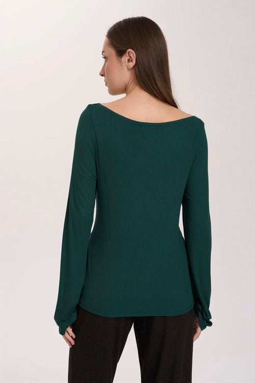 24COLOURS - BOAT NECK LONG SLEEVE T-SHIRT - PETROL