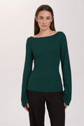 24COLOURS - BOAT NECK LONG SLEEVE T-SHIRT - PETROL