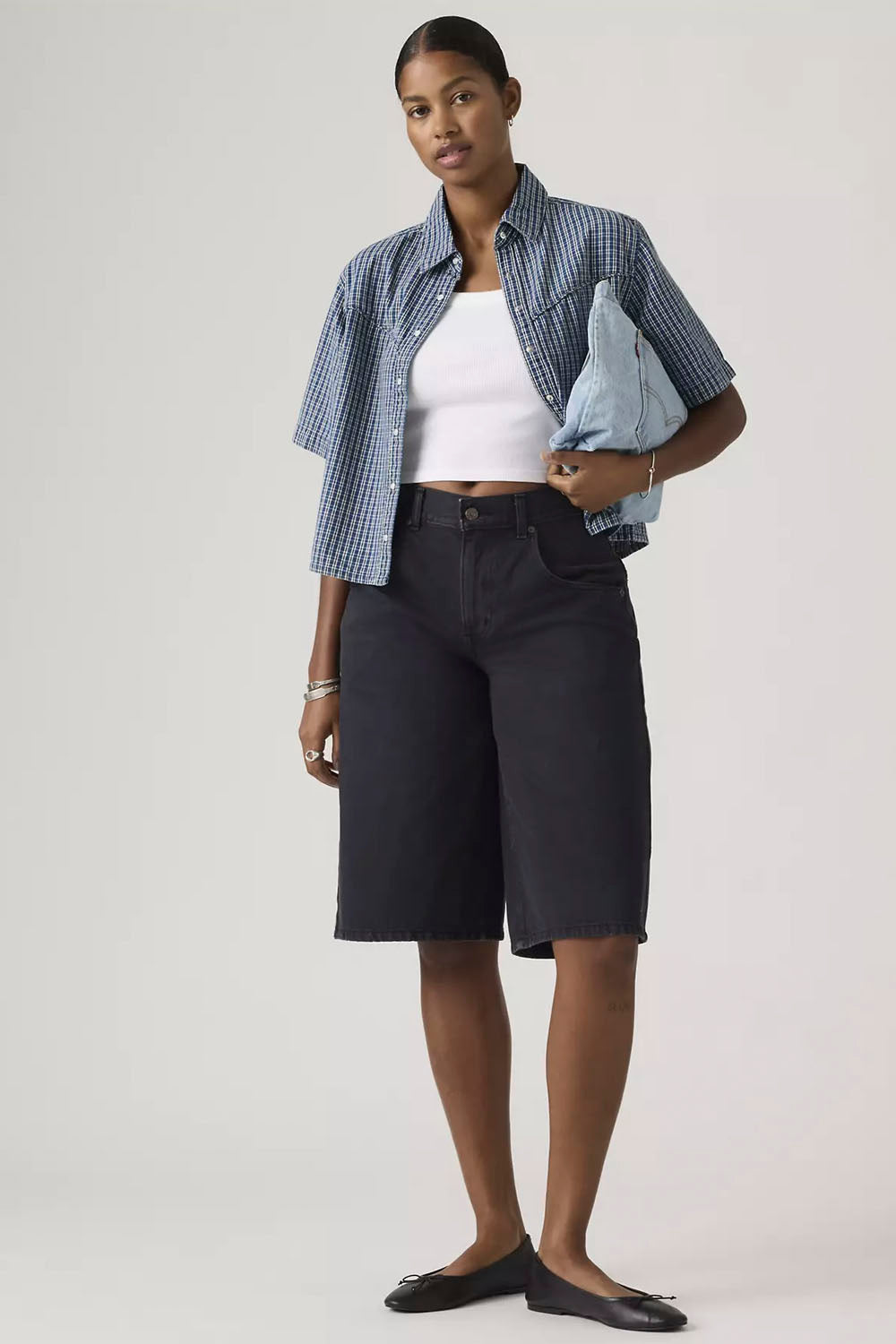 LEVIS - SUPER BAGGY JORT - CHIPPED BLACK OYSTER