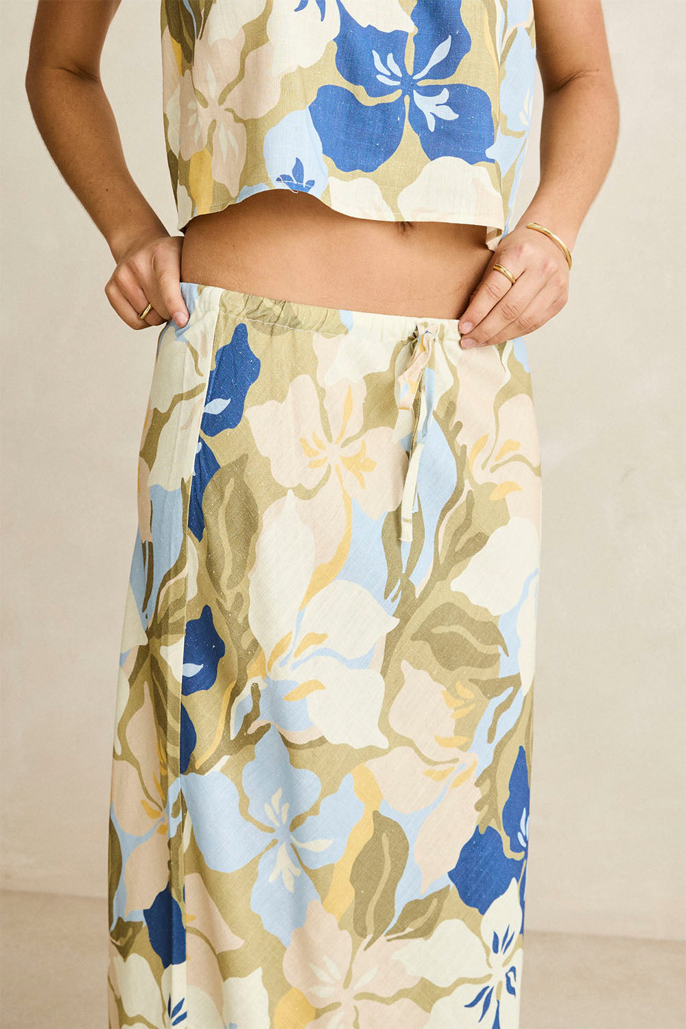 RHYTHM - BLANCA FLORAL BIAS CUT MAXI SKIRT