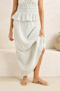 RHYTHM - DRIFTWOOD STRIPE RUFFLE MIDI SKIRT