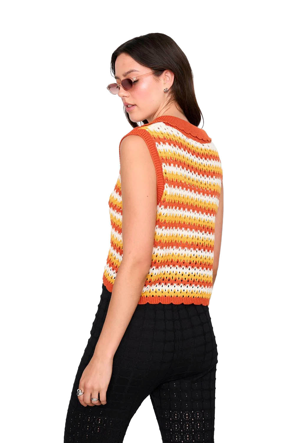 24COLOURS - KNITTED VEST - ORANGE STRIPES