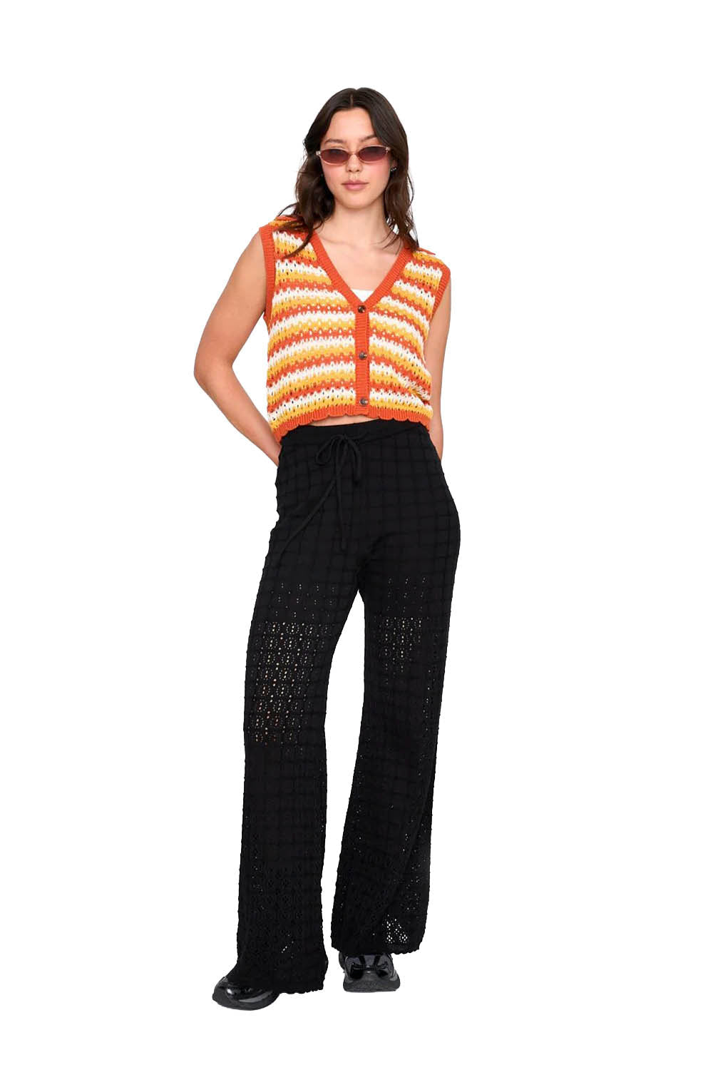 24COLOURS - KNITTED VEST - ORANGE STRIPES