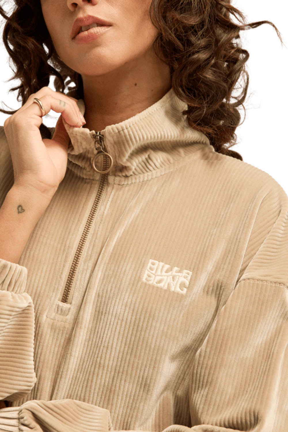 BILLABONG - COFFEE TIME HALF ZIP FLEECE - COBBLESTONE