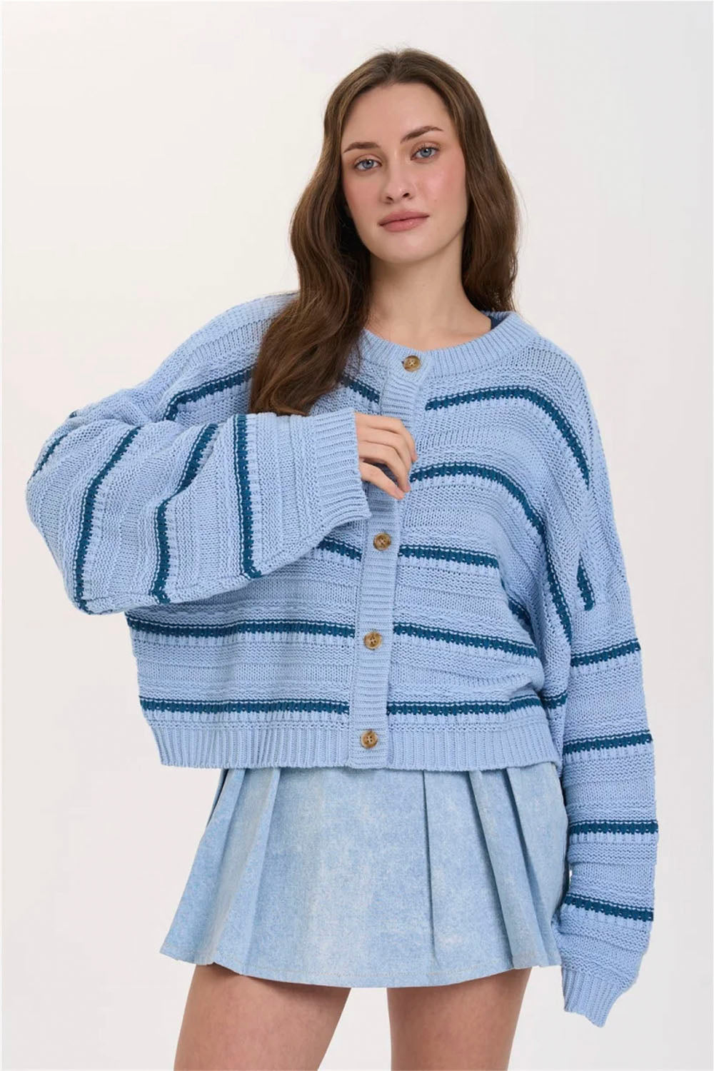 24COLOURS - BLUE STRIPES CARDIGAN