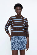 WILD PONY - STRIPED SWEATER - BROWN/BLUE