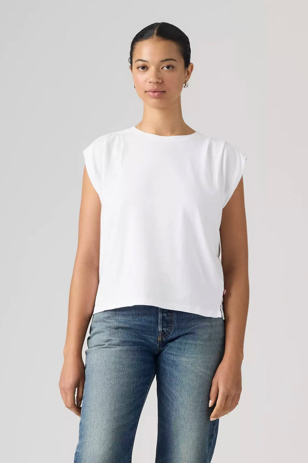 LEVIS - PLEATED MUSCLE TANK - BRIGHT WHITE