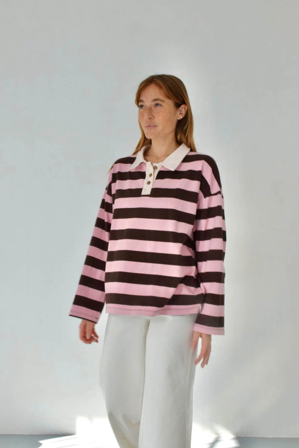 MIND TRAVELER BCN - FILIPA LONG SLEEVE POLO - BROWN PINK