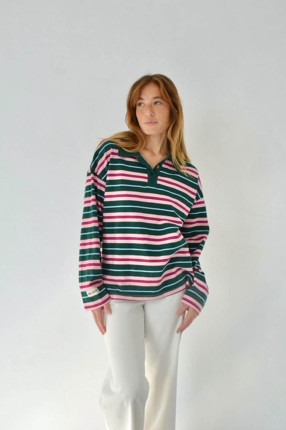 MIND TRAVELER BCN - FILIPA LONG SLEEVE POLO - GREEN PINK