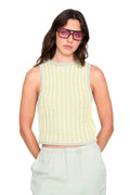 24COLOURS - STRIPED KNITTED TOP - GREEN