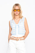 24COLOURS - STRIPED KNIT VEST - BLUE/WHITE