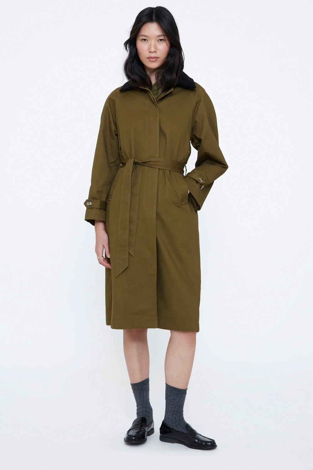 WILD PONY - OLIVE LONG TRENCH