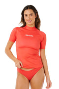 RIP CURL - CLASSIC SURF UPF RASHGUARD - SHORT SLEEVE - RED - WOMAN